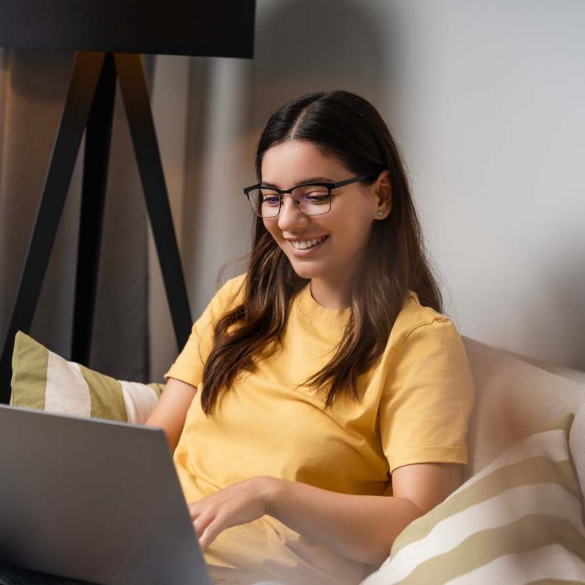 Client engaged in teletherapy in Washington in a private home setting.